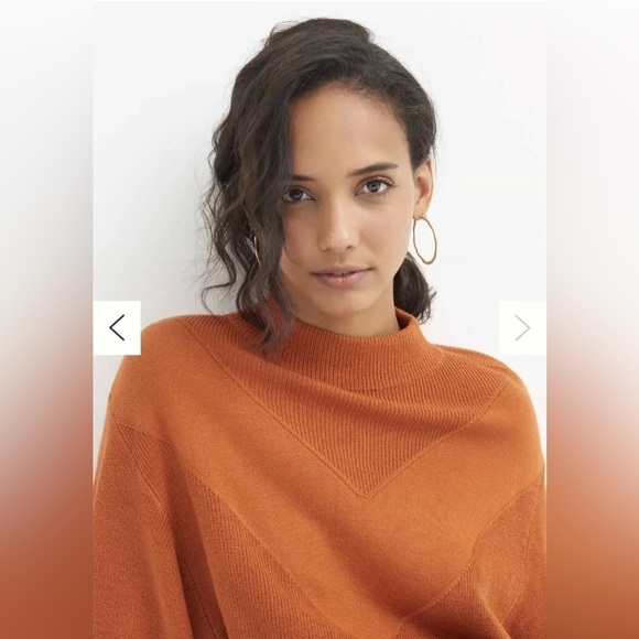 Anthropologie Line & Dot Burnt Orange Lala Ribbed Chevron Sweater Size Large - Picture 3 of 8